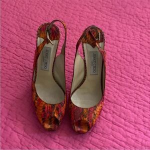 Jimmy Choo Women's Multicolor Peep Toe Heels, US8,5